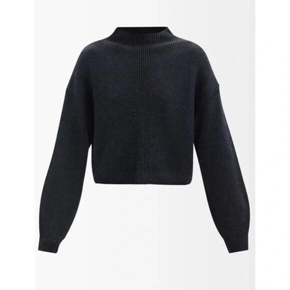 Le Ore Women's Gray Lodi Pointelle Knit Merino Wool Pullover Sweater Size Large - Picture 1 of 7